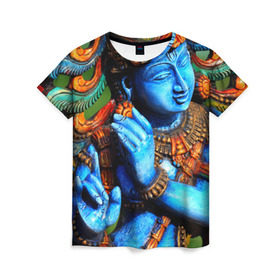 Женская футболка 3D с принтом Индия в Екатеринбурге, 100% полиэфир ( синтетическое хлопкоподобное полотно) | прямой крой, круглый вырез горловины, длина до линии бедер | богиня | индия | новая | хинди | цветная