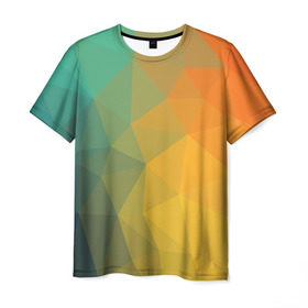 Мужская футболка 3D с принтом LowPoly Gradient в Екатеринбурге, 100% полиэфир | прямой крой, круглый вырез горловины, длина до линии бедер | colors | gradient | lowpoly | poly | градиент | цвета