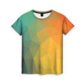 Женская футболка 3D с принтом LowPoly Gradient в Екатеринбурге, 100% полиэфир ( синтетическое хлопкоподобное полотно) | прямой крой, круглый вырез горловины, длина до линии бедер | colors | gradient | lowpoly | poly | градиент | цвета