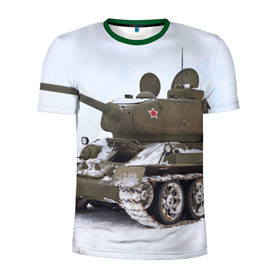 Мужская футболка 3D спортивная с принтом Танк т34-85 в Екатеринбурге, 100% полиэстер с улучшенными характеристиками | приталенный силуэт, круглая горловина, широкие плечи, сужается к линии бедра | 34 85 | армия | танк