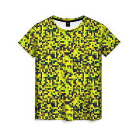 Женская футболка 3D с принтом Пиксели в Екатеринбурге, 100% полиэфир ( синтетическое хлопкоподобное полотно) | прямой крой, круглый вырез горловины, длина до линии бедер | кубики | пиксели | текстуры