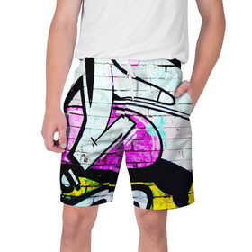 Мужские шорты 3D с принтом Абстрактный в Екатеринбурге,  полиэстер 100% | прямой крой, два кармана без застежек по бокам. Мягкая трикотажная резинка на поясе, внутри которой широкие завязки. Длина чуть выше колен | граффити | искусство