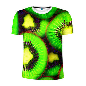 Мужская футболка 3D спортивная с принтом Киви в Екатеринбурге, 100% полиэстер с улучшенными характеристиками | приталенный силуэт, круглая горловина, широкие плечи, сужается к линии бедра | зеленый