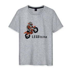 Мужская футболка хлопок с принтом Лего мотоцикл в Екатеринбурге, 100% хлопок | прямой крой, круглый вырез горловины, длина до линии бедер, слегка спущенное плечо. | Тематика изображения на принте: lego | конструктор | лего | мотоцикл
