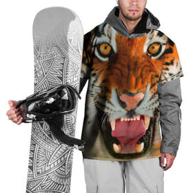 Накидка на куртку 3D с принтом Амурский тигр в Екатеринбурге, 100% полиэстер |  | Тематика изображения на принте: амур | голова | животные | кошка | оскал | тигр
