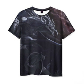 Мужская футболка 3D с принтом Горгулья в Екатеринбурге, 100% полиэфир | прямой крой, круглый вырез горловины, длина до линии бедер | горгулья | демон | дьявол | тьма | черная