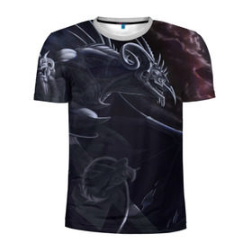 Мужская футболка 3D спортивная с принтом Горгулья в Екатеринбурге, 100% полиэстер с улучшенными характеристиками | приталенный силуэт, круглая горловина, широкие плечи, сужается к линии бедра | горгулья | демон | дьявол | тьма | черная