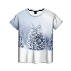 Женская футболка 3D с принтом Зимняя пора в Екатеринбурге, 100% полиэфир ( синтетическое хлопкоподобное полотно) | прямой крой, круглый вырез горловины, длина до линии бедер | Тематика изображения на принте: вьюга | горы | зима | лес | метель | мороз | пейзаж | пурга | снег | снегопад | сосулька | стужа | сугроб | холод