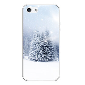 Чехол силиконовый для Телефон Apple iPhone 5/5S с принтом Зимняя пора в Екатеринбурге, Силикон | Область печати: задняя сторона чехла, без боковых панелей | Тематика изображения на принте: вьюга | горы | зима | лес | метель | мороз | пейзаж | пурга | снег | снегопад | сосулька | стужа | сугроб | холод