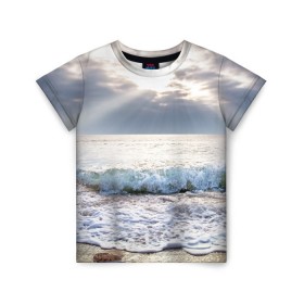 Детская футболка 3D с принтом Закат в Екатеринбурге, 100% гипоаллергенный полиэфир | прямой крой, круглый вырез горловины, длина до линии бедер, чуть спущенное плечо, ткань немного тянется | море | небо | океан | пейзаж | солнце