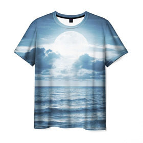 Мужская футболка 3D с принтом Солнце садится в Екатеринбурге, 100% полиэфир | прямой крой, круглый вырез горловины, длина до линии бедер | луна | море | ночь | пейзаж