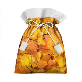 Подарочный 3D мешок с принтом Золотая листва в Екатеринбурге, 100% полиэстер | Размер: 29*39 см | жёлтый осень | золото | листья