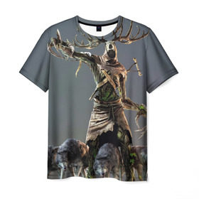 Мужская футболка 3D с принтом Леший в Екатеринбурге, 100% полиэфир | прямой крой, круглый вырез горловины, длина до линии бедер | gerald | wild hunt | witcher | ведьмак | геральд | дикая охота