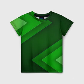 Детская футболка 3D с принтом Зелёные стрелы в Екатеринбурге, 100% гипоаллергенный полиэфир | прямой крой, круглый вырез горловины, длина до линии бедер, чуть спущенное плечо, ткань немного тянется | геометрия | зеленый | полосы