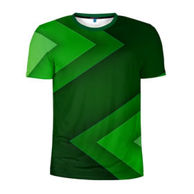 Мужская футболка 3D спортивная с принтом Зелёные стрелы в Екатеринбурге, 100% полиэстер с улучшенными характеристиками | приталенный силуэт, круглая горловина, широкие плечи, сужается к линии бедра | геометрия | зеленый | полосы