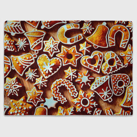 Плед 3D с принтом Новогоднее печенье в Екатеринбурге, 100% полиэстер | закругленные углы, все края обработаны. Ткань не мнется и не растягивается | Тематика изображения на принте: оранжевый | печенье | сладости | хлебные