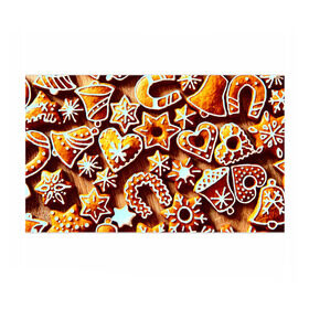 Бумага для упаковки 3D с принтом Новогоднее печенье в Екатеринбурге, пластик и полированная сталь | круглая форма, металлическое крепление в виде кольца | Тематика изображения на принте: оранжевый | печенье | сладости | хлебные
