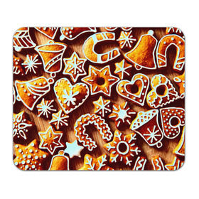 Коврик прямоугольный с принтом Новогоднее печенье в Екатеринбурге, натуральный каучук | размер 230 х 185 мм; запечатка лицевой стороны | Тематика изображения на принте: оранжевый | печенье | сладости | хлебные