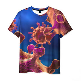 Мужская футболка 3D с принтом Бактерия в Екатеринбурге, 100% полиэфир | прямой крой, круглый вырез горловины, длина до линии бедер | биология | вирус | медицина | микроб