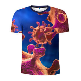 Мужская футболка 3D спортивная с принтом Бактерия в Екатеринбурге, 100% полиэстер с улучшенными характеристиками | приталенный силуэт, круглая горловина, широкие плечи, сужается к линии бедра | биология | вирус | медицина | микроб