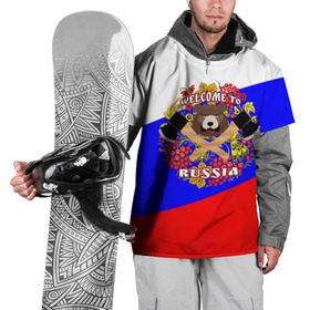 Накидка на куртку 3D с принтом Добро пожаловать в Россию в Екатеринбурге, 100% полиэстер |  | russia | welcome | медведь | россия | хохлома