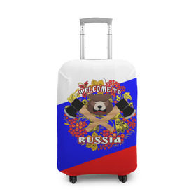 Чехол для чемодана 3D с принтом Добро пожаловать в Россию в Екатеринбурге, 86% полиэфир, 14% спандекс | двустороннее нанесение принта, прорези для ручек и колес | russia | welcome | медведь | россия | хохлома