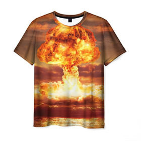 Мужская футболка 3D с принтом Атомный взрыв в Екатеринбурге, 100% полиэфир | прямой крой, круглый вырез горловины, длина до линии бедер | Тематика изображения на принте: агрессия | атомный взрыв | водородная бомба | вспышка | гриб | огонь | пламя | ударная волна | уничтожение | урон | ядерный удар