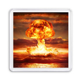 Магнит 55*55 с принтом Атомный взрыв в Екатеринбурге, Пластик | Размер: 65*65 мм; Размер печати: 55*55 мм | Тематика изображения на принте: агрессия | атомный взрыв | водородная бомба | вспышка | гриб | огонь | пламя | ударная волна | уничтожение | урон | ядерный удар