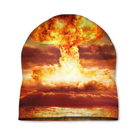 Шапка 3D с принтом Атомный взрыв в Екатеринбурге, 100% полиэстер | универсальный размер, печать по всей поверхности изделия | агрессия | атомный взрыв | водородная бомба | вспышка | гриб | огонь | пламя | ударная волна | уничтожение | урон | ядерный удар