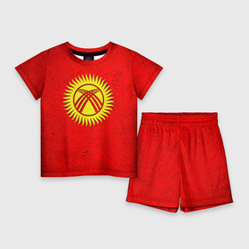 Детский костюм с шортами 3D с принтом Киргизия в Екатеринбурге,  |  | киргиз | киргизия | киргизский | кыргызстан | национальный | нация | флаг | флаги