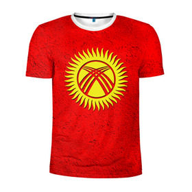 Мужская футболка 3D спортивная с принтом Киргизия в Екатеринбурге, 100% полиэстер с улучшенными характеристиками | приталенный силуэт, круглая горловина, широкие плечи, сужается к линии бедра | киргиз | киргизия | киргизский | кыргызстан | национальный | нация | флаг | флаги