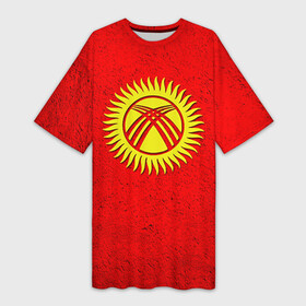 Платье-футболка 3D с принтом Киргизия в Екатеринбурге,  |  | киргиз | киргизия | киргизский | кыргызстан | национальный | нация | флаг | флаги