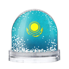 Снежный шар с принтом Флаг Казахстана в Екатеринбурге, Пластик | Изображение внутри шара печатается на глянцевой фотобумаге с двух сторон | казах | казахский | казахстан | национальный | нация | республика | рк | флаг | флаги