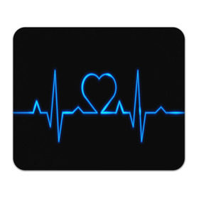 Коврик прямоугольный с принтом Ритм сердца в Екатеринбурге, натуральный каучук | размер 230 х 185 мм; запечатка лицевой стороны | Тематика изображения на принте: ритм | сердце | синяя | черная | электро