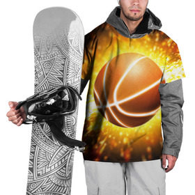 Накидка на куртку 3D с принтом Баскетбольный мяч в Екатеринбурге, 100% полиэстер |  | взрыв | искры | огонь | пламя