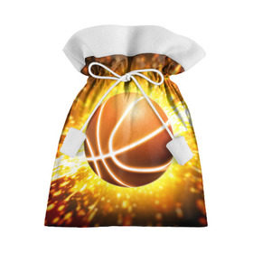 Подарочный 3D мешок с принтом Баскетбольный мяч в Екатеринбурге, 100% полиэстер | Размер: 29*39 см | взрыв | искры | огонь | пламя