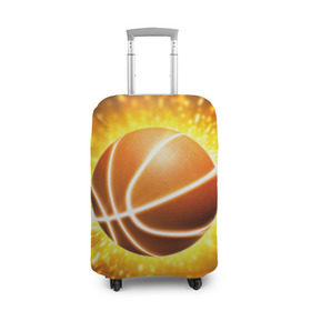 Чехол для чемодана 3D с принтом Баскетбольный мяч в Екатеринбурге, 86% полиэфир, 14% спандекс | двустороннее нанесение принта, прорези для ручек и колес | взрыв | искры | огонь | пламя