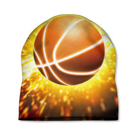Шапка 3D с принтом Баскетбольный мяч в Екатеринбурге, 100% полиэстер | универсальный размер, печать по всей поверхности изделия | взрыв | искры | огонь | пламя