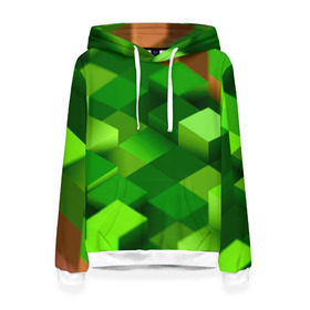 Женская толстовка 3D с принтом Minecraft в Екатеринбурге, 100% полиэстер  | двухслойный капюшон со шнурком для регулировки, мягкие манжеты на рукавах и по низу толстовки, спереди карман-кенгуру с мягким внутренним слоем. | green | зеленый