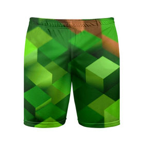 Мужские шорты 3D спортивные с принтом Minecraft в Екатеринбурге,  |  | green | зеленый