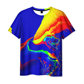 Мужская футболка 3D с принтом Краска в Екатеринбурге, 100% полиэфир | прямой крой, круглый вырез горловины, длина до линии бедер | абстракция красок | брызги | краска | цветные