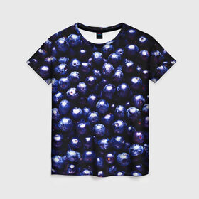 Женская футболка 3D с принтом Смородина в Екатеринбурге, 100% полиэфир ( синтетическое хлопкоподобное полотно) | прямой крой, круглый вырез горловины, длина до линии бедер | фиолетовый | ягода