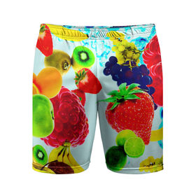 Мужские шорты 3D спортивные с принтом Коктейль в Екатеринбурге,  |  | Тематика изображения на принте: лето | фрукты | цветной | ягоды | яркий