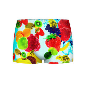 Мужские трусы 3D с принтом Коктейль в Екатеринбурге, 50% хлопок, 50% полиэстер | классическая посадка, на поясе мягкая тканевая резинка | Тематика изображения на принте: лето | фрукты | цветной | ягоды | яркий