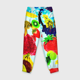 Детские брюки 3D с принтом Коктейль в Екатеринбурге, 100% полиэстер | манжеты по низу, эластичный пояс регулируется шнурком, по бокам два кармана без застежек, внутренняя часть кармана из мелкой сетки | лето | фрукты | цветной | ягоды | яркий
