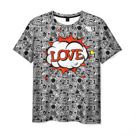 Мужская футболка 3D с принтом Поп-арт 3 в Екатеринбурге, 100% полиэфир | прямой крой, круглый вырез горловины, длина до линии бедер | Тематика изображения на принте: love | pop art | искусство | комикс | любовь | поп арт