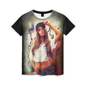 Женская футболка 3D с принтом Девушка в кепке в Екатеринбурге, 100% полиэфир ( синтетическое хлопкоподобное полотно) | прямой крой, круглый вырез горловины, длина до линии бедер | girl | hot | swag | девочки | девушки | кепка | сваг | свег