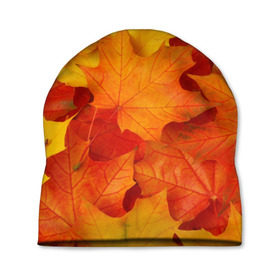 Шапка 3D с принтом Кленовые листья в Екатеринбурге, 100% полиэстер | универсальный размер, печать по всей поверхности изделия | дары осени | жёлтый | золотой | клён | краски | красный | красота | листва | листья | наряд | оранжевый | осень | покров | природа
