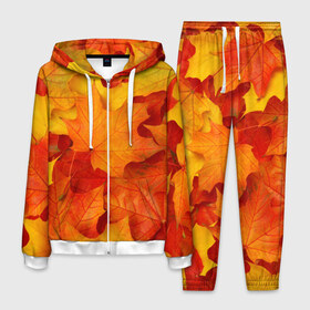 Мужской костюм 3D с принтом Кленовые листья в Екатеринбурге, 100% полиэстер | Манжеты и пояс оформлены тканевой резинкой, двухслойный капюшон со шнурком для регулировки, карманы спереди | дары осени | жёлтый | золотой | клён | краски | красный | красота | листва | листья | наряд | оранжевый | осень | покров | природа