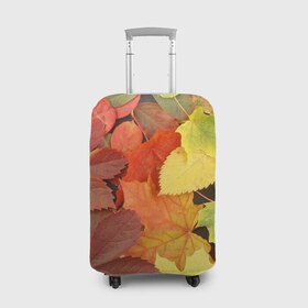 Чехол для чемодана 3D с принтом Осенние листья в Екатеринбурге, 86% полиэфир, 14% спандекс | двустороннее нанесение принта, прорези для ручек и колес | жёлтый | красный | листва | оранжевый | осень
